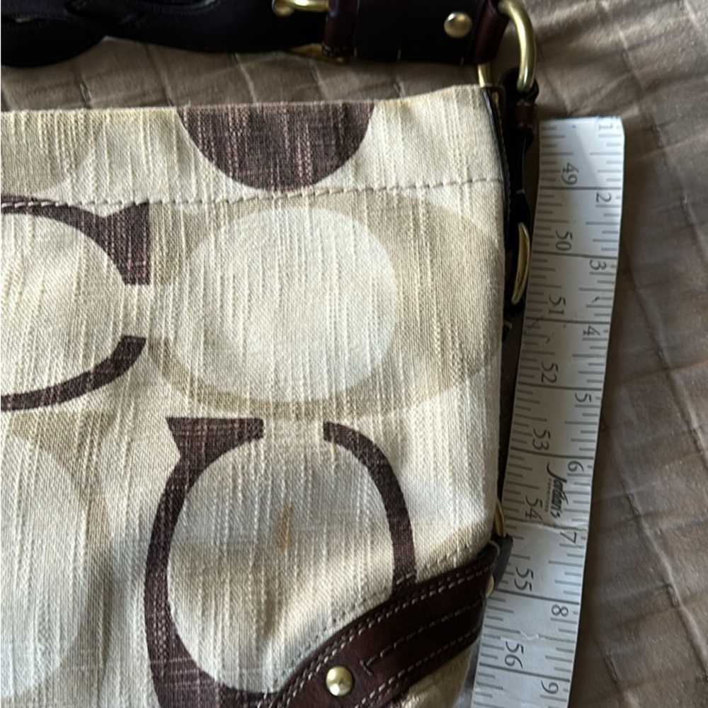 Coach Carly Hobo Bag – ‘08 Y2K Signature “C” Canvas & Leather Linen - Picture 4 of 8